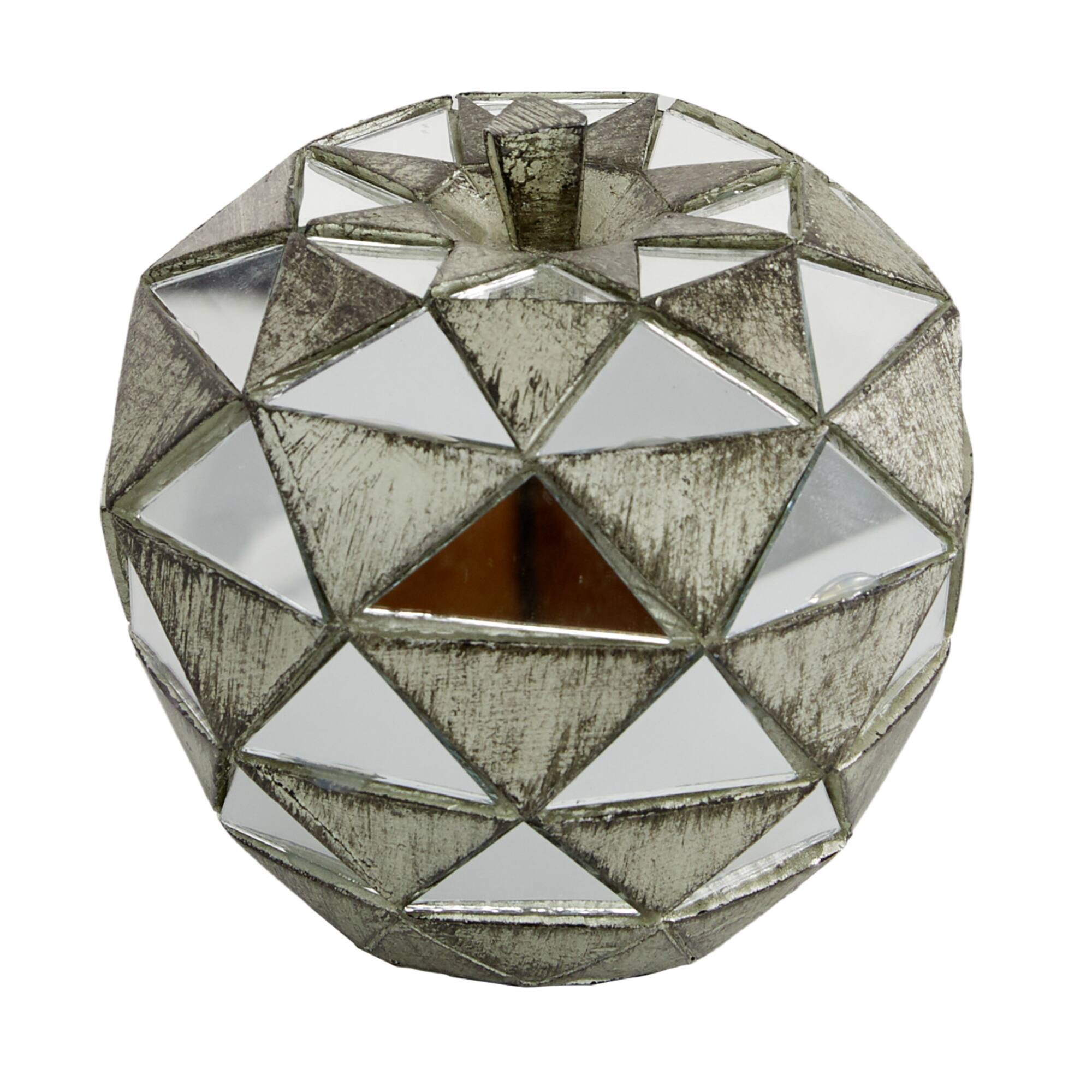 Set of 3 Silver Polystone Contemporary Fruit Sculpture, 4.5", 6.25", 10.5"